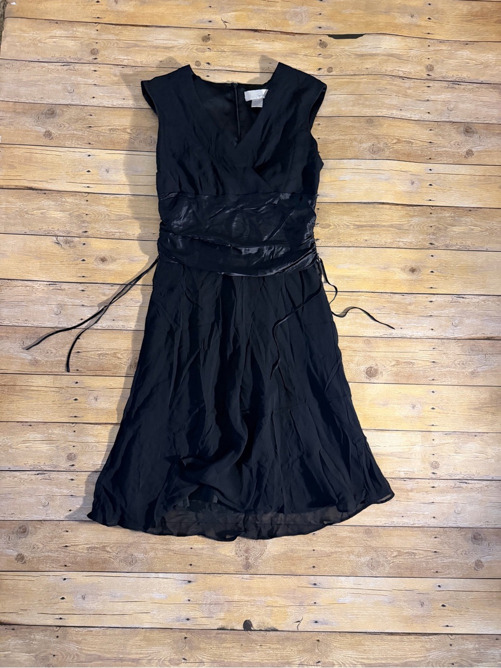 Spiegel Black Midi Dress with Satin Waist Detail